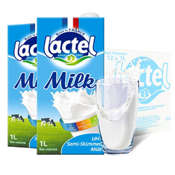 lactel 兰特 高钙低脂牛奶 纯牛奶 1L*12盒大盒装家庭装整箱