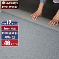 LG Hausys LG弹性卷材PVC地板革家用商用办公水泥地板胶 环保加厚地板贴防水耐磨2mm厚 LG-501/石纹-灰色 家用 1平米