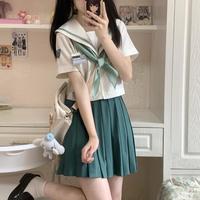 春日制服部 JK制服 杉谷中 绿二本线夏服 短袖水手服