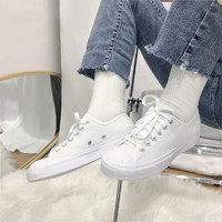 CONVERSE 匡威 开口笑白色皮质低帮帆布鞋164225C