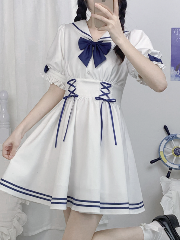 啦啦酱jk制服海盐绵冰水手领绑带盛夏服白色