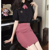 樱花家族 JK制服 安东尼娅下午茶 灰粉包臀制服裙