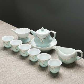 苏氏陶瓷 J0016 忆荷 茶具套装 10件套 青色