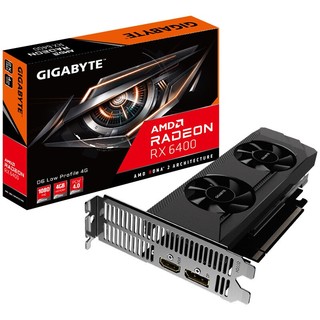 GIGABYTE 技嘉 AMD Radeon™ RX 6400 D6 Low Profile 显卡 4GB 黑色