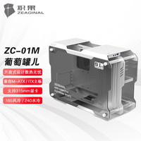 ZEAGINAL 炽果 ZC-01M 全铝双侧透钢化玻璃开放式台式电脑机箱 葡萄罐儿 白色