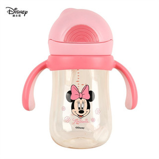 Disney 迪士尼 儿童水杯 吸管杯防摔儿童学饮水杯 把手水杯 PPSU材质 280ML粉色米妮水杯