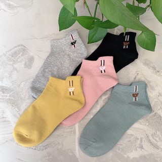 YOUQI 佑奇 女士短筒袜套装 YQ1014 5双装(淡粉色+浅灰色+白色+绿色+黑色)
