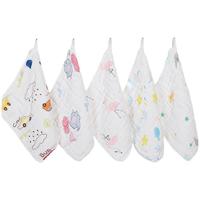 优米熊 YOUM BEAR 竹纤维A类纱布小方巾5条儿童小毛巾洗脸巾婴儿口水巾 25*25cm*5