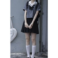 樱花家族 JK制服 小枼川 深灰色刺绣夏服 套装