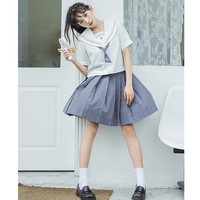 樱花家族 JK制服 在云端 灰蓝校供感水手服 A款套装