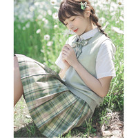 樱花家族 JK制服 百合茶 绿色格裙 42cm