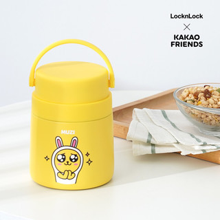 LOCK&LOCK 儿童卡通保温粥饭桶婴儿辅食便携饭盒带餐具kakao500ml黄色