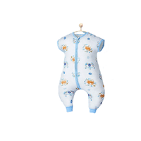 OUYUN 欧孕 OY161-2 婴儿纱布分腿睡袋 前二后二短袖款 喜乐多福蓝色 XL