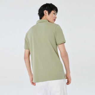 SELECTED/思莱德 22年新品纯棉刺绣图案针织翻领T恤男 绿色 xs