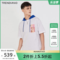 TRENDIANO 潮牌夏季男装上衣章仔饰边短袖T恤男3RC3021150