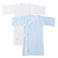 全棉时代 婴儿衣服盒装长款宝宝纱布连体服59/44 2件/盒 蓝色+白色