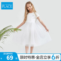 THE CHILDREN'S PLACE 绮童堡儿童裙子白色连衣裙女童法式夏季薄款公主风