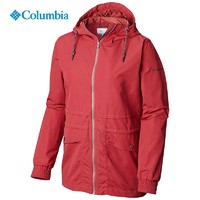 哥伦比亚 外套女户外防风透气中长款连帽单层夹克WR0200