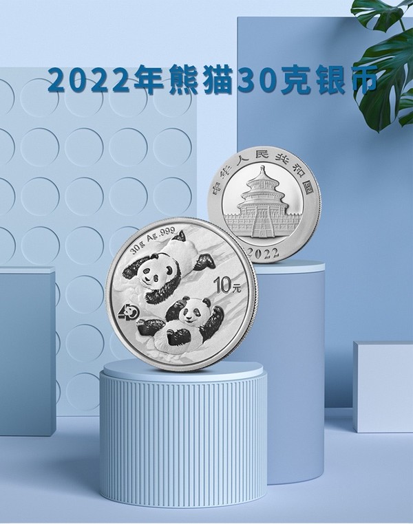 2022年熊猫银币30克 Ag999 