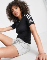 adidas 阿迪达斯 Originals Lock Up Three Stripe t-shirt in Black