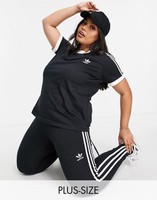 adidas 阿迪达斯 Originals Plus adicolor three stripe t-shirt in black