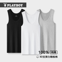 花花公子男士背心纯棉内穿打底夏季薄款透气运动紧身男式无袖汗衫