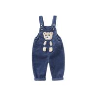 久久鱼 5323 儿童灯芯绒背带裤 蓝色 L