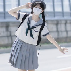 御茶家 JK制服 水手服套装 短袖上衣 绿色