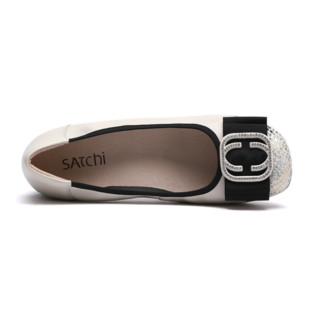 SATCHI 沙驰 女士单鞋 12A16010150 米白色 34