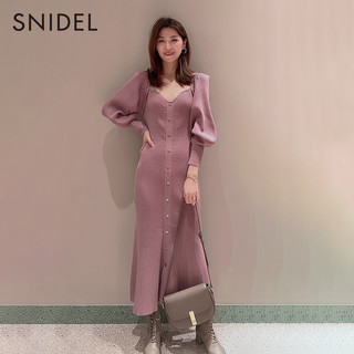 SNIDEL 排扣棉罗纹针织连衣裙 SWNO221029