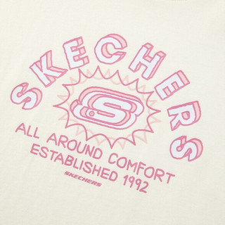 SKECHERS 斯凯奇 L222K064 儿童五分袖T恤 棉花糖白 150cm
