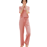 BONAS 宝娜斯 女士冰丝家居服套装 DS0099 樱花粉