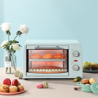 Midea 美的 电烤箱 家用烘焙多功能全自动 12升小型烤箱 机械旋钮 双层烤位 PT12B0