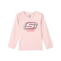 SKECHERS 斯凯奇 L122K139 儿童长袖T恤 灰粉色 120cm