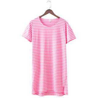 双彩 女士睡裙 7711 粉色条纹 XXL