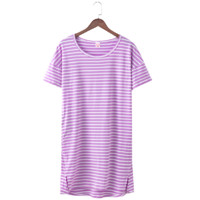 双彩 女士睡裙 7711 紫色条纹 XL