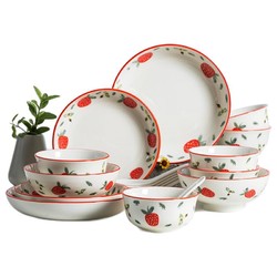 佳佰 草莓系列 陶瓷餐具套装  16件套