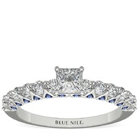 补贴购：Blue Nile 0.39 克拉公主方形+隐藏式蓝宝石与钻石戒托