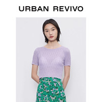 URBAN REVIVO UR女装时尚圆领菱纹修身针织T恤WG28S9BE2003