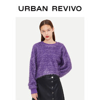 URBAN REVIVO UR青春女装简约休闲毛饰圆领T恤YP02S4EN2001