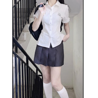 刺篇 JK制服 藤夏中 泡泡袖修身衬衫 短袖上衣