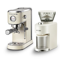Barsetto BAE418 半自动咖啡机 米白色 磨豆机套装