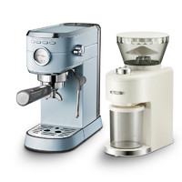 Barsetto BAE418 半自动咖啡机 远峰蓝 磨豆机套装