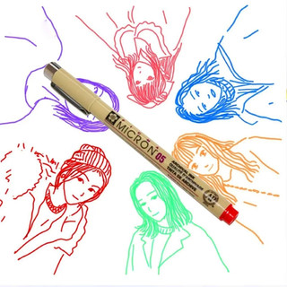 日本sakura樱花彩色针管笔专用防水学生美术画画描边描线勾边笔建筑设计漫画绘图手绘上色棕色红色多色勾线笔