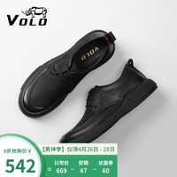 VOLO 犀牛（VOLO）男鞋商务休闲皮鞋男士平底舒适皮鞋 黑色 286217431D 43