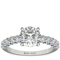 补贴购：Blue Nile 1.34 克拉圆形钻石+隐藏式蓝宝石与钻石订婚戒指