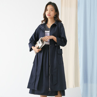 share jewelry 熙然 春秋时尚简约立领收腰纯色长袖外套休闲百搭风衣