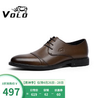 VOLO 犀牛（VOLO）男鞋商务正装鞋休闲三接头皮鞋透气鞋子男 棕色 138210252D 42