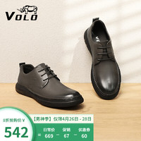 VOLO 犀牛（VOLO）男鞋商务休闲皮鞋男士透气皮鞋时尚气垫鞋子 灰色155215382D 41