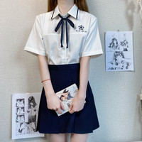 颜沐溪 JK制服 梵樱高 风琴褶短袖衬衫 白色